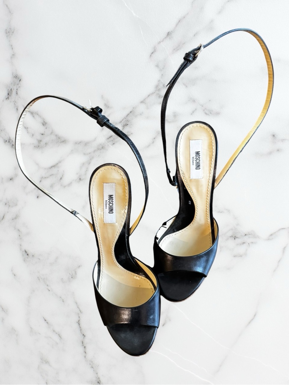 MOSCHINO Black Slingback Fringe Platforms - Picture 7 of 14